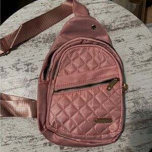 Quilted Pink Crossbody Sling Bag